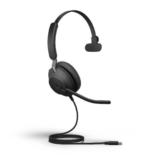 Jabra Evolve2 40 SE MS Mono - Cuffie con microfono - over ear - cablato - USB-C - isolamento dal rumore - Certificato per i team Microsoft